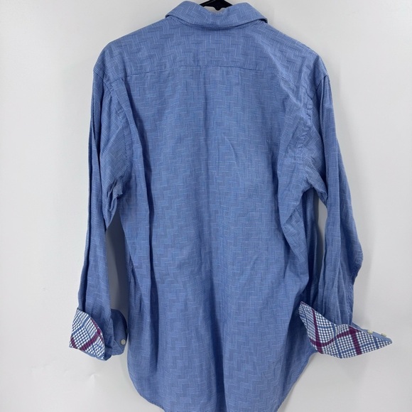 Thomas Dean Blue and Pink Casual Button Down Shirt - Picture 5 of 7